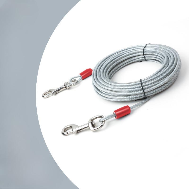 Double-hook Steel Wire Rope Anti-biting Bolt Dog Leash, Pet Traction Outdoor One Drag Two Anti-biting Dog Chain