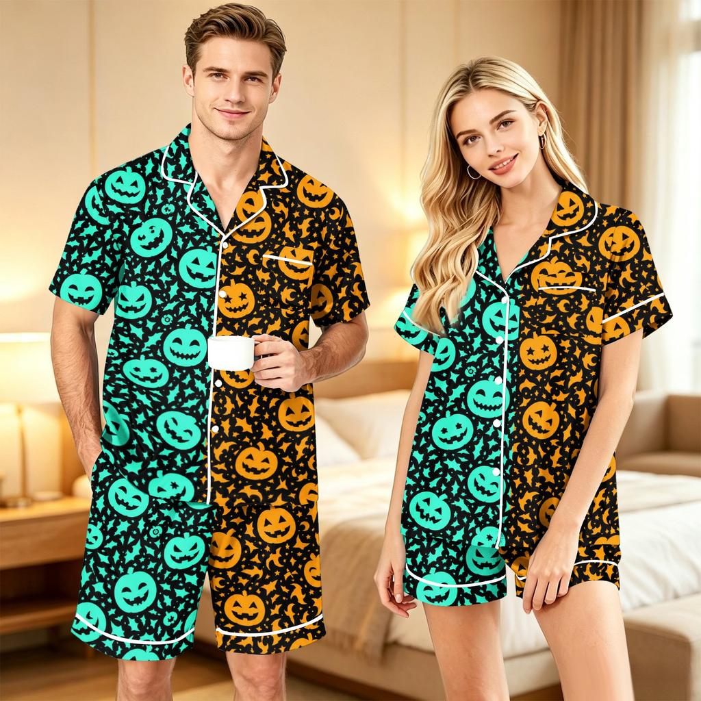 Couples Matching Halloween Pajama Set - Comfortable Sleepwear and Loungewear for Nighttime Relaxation