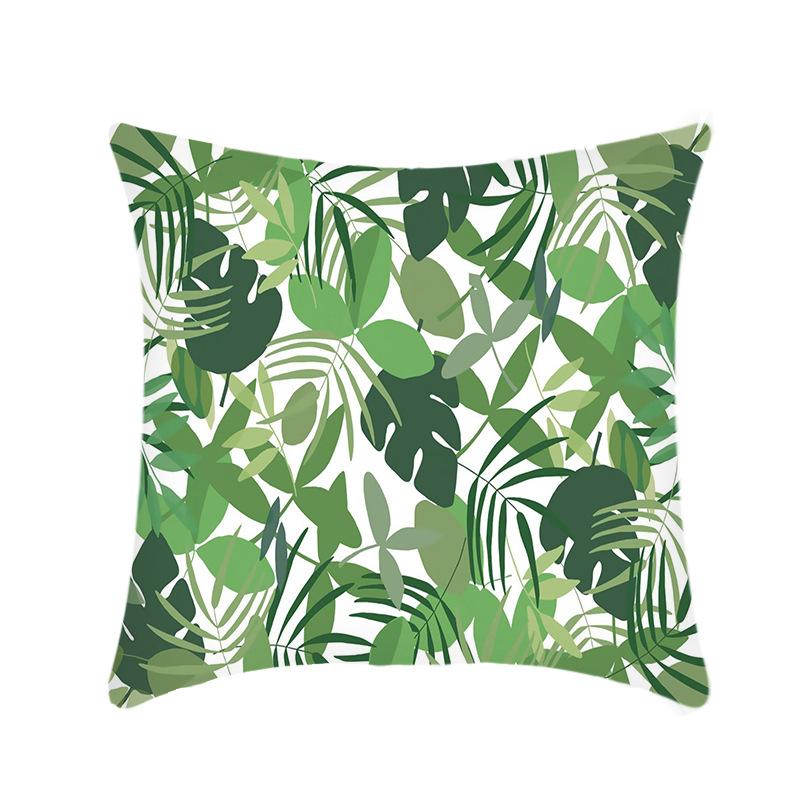 New Nap Pillow Green Leaves Sofa Plush Pillow Case Home Summer Cushion