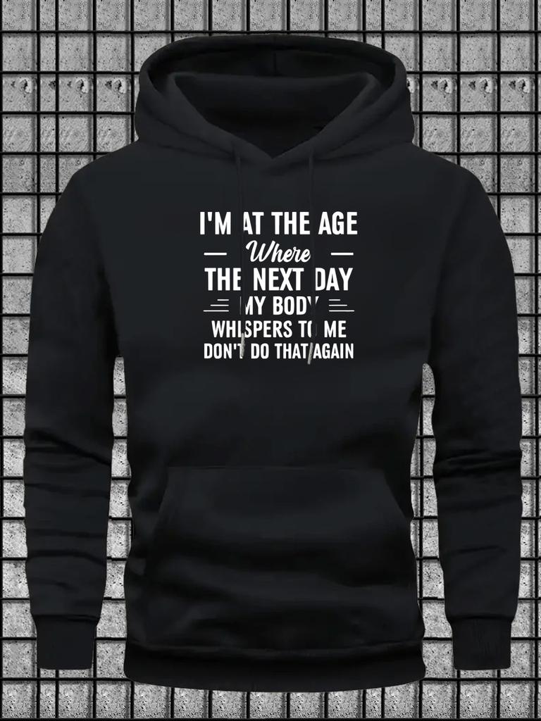 unisex Casual Versatile Style Fashion Hoodie, New Unique Design with Humorous Self-Deprecating Printed Text Expressing Distinctive Personality Pattern