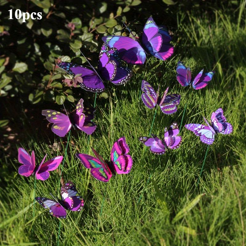 10 Stück 3D-Schmetterlings-Dekorations-Gartenspieße - Elegante & Realistische Dekorations-Auslage - Perfekt für Hochzeiten, Partys und DIY-Bastelarbeiten