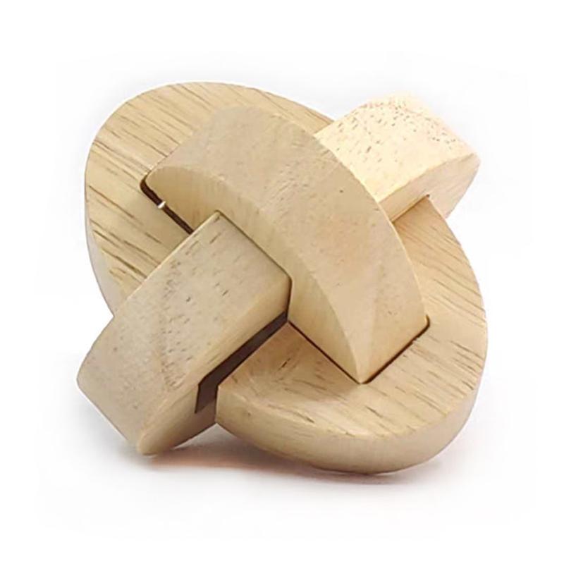 Lock Puzzle Wooden Brain Teaser for Mental Challenge Educational IQ Disentanglement Toys Kids Adults (SanHuan Suo)