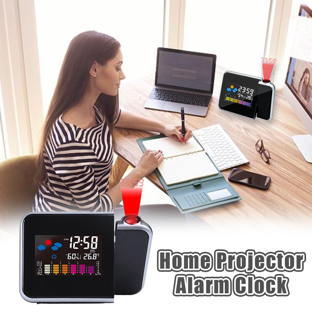 LED Rotating Projection Color Screen Digital Projection Electronic Clock Color Display Alarm Clock Home Desktop Decoration Clock