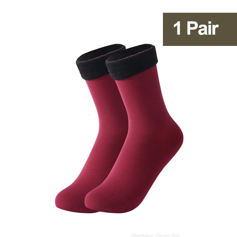Winter Snow Socks Women Men Velvet Thickened Medium Tube Solid Color Floor Thermal Floor Sleep Socks Cashmere Socks