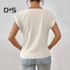 Summer Women Short Sleeve V Neck Shirts Solid Color Casual Breathable Top Versatile Fashion Blouse for Jeans Skirts