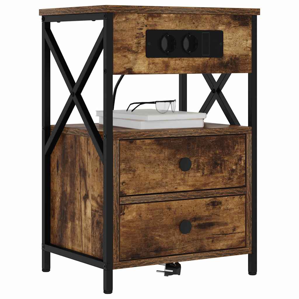 Nightstand Set (2 Pcs) Smoked Oak 40 X 31 X 60 Cm