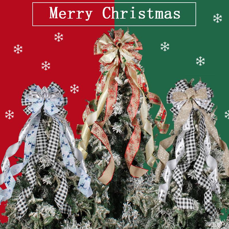 

Christmas Trolley Print Bow Diy Ribbon Festive Christmas Tree Top Dress Up Props