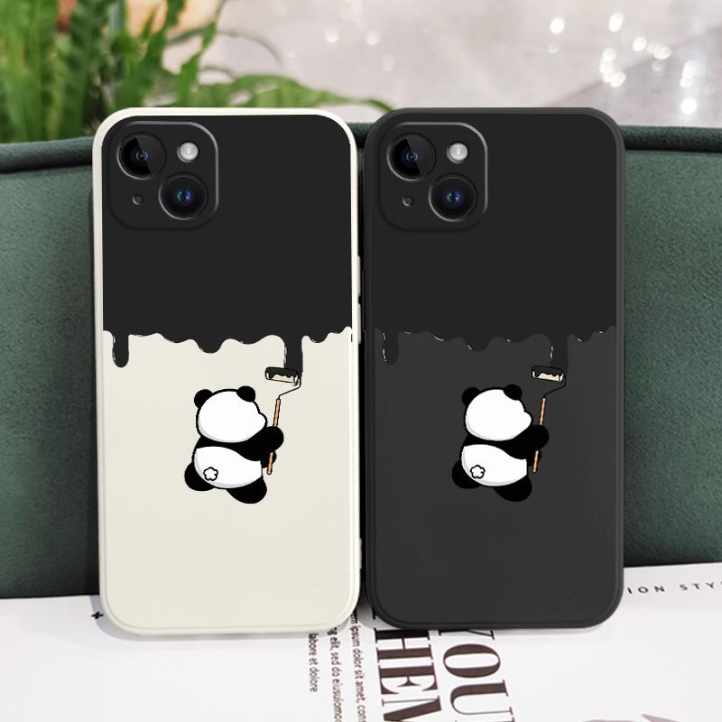 Paint Panda Phone Case For iPhone 15 14 13 12 11 X XR XS SE2 SE2020 8 7 6 6S Plus Pro Max Mini Silicone Cover