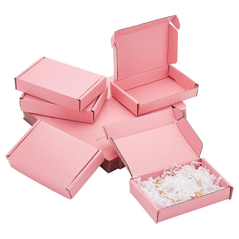 30pcs Foldable Cardboard Mailer Boxes Shipping Box Rectangle Pink finished product: 12.7x8.2x2.8cm