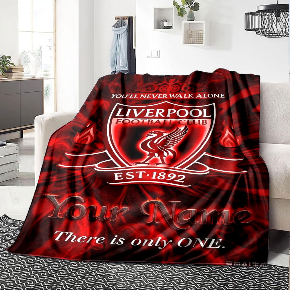 Name Custom Liverpool Football Club Print Flannel Blanket High Quality Warm Comfortable Cover for All Seasons Perfect for Gifts Home Decor