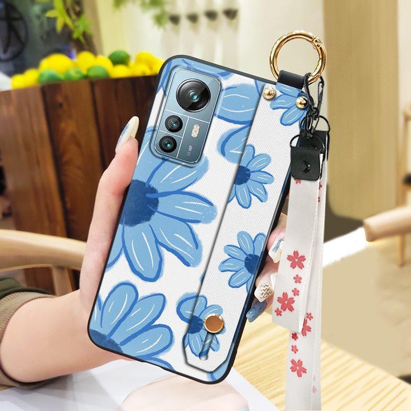 Dirt-resistant Durable Phone Case For Blackview A85 Phone Holder Anti-knock Wrist Strap Wristband Back Cover Ring Flower