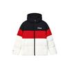 Fila Lässige gespleißte Logo-Warm-Langarm-Daunenjacke Unisex-Jacken Standard-Weiß F11U249901F-WT