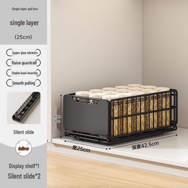 Estante para Fregadero de Cocina Multifuncional con Cestas Extraíbles y Almacenamiento para Especias