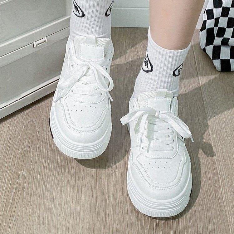 INS Bílé boty pro studenty Korejský styl Dámská módní Jarní Nové Prodyšné Platforma Muffin Tenisky Dámská ležérní obuv pro ženy