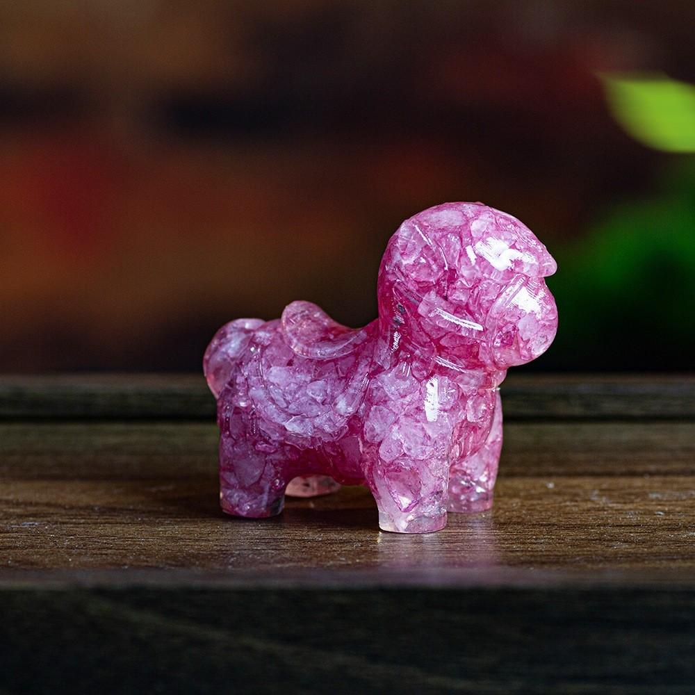Resin Animal Ornament With Water Crystal Fill For Office Desk And Wealth Enhancement