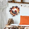 Flaming Soccer Ball Breaking Through Wall Sticker for Game Room Boys Bedroom Creative Removable Decal