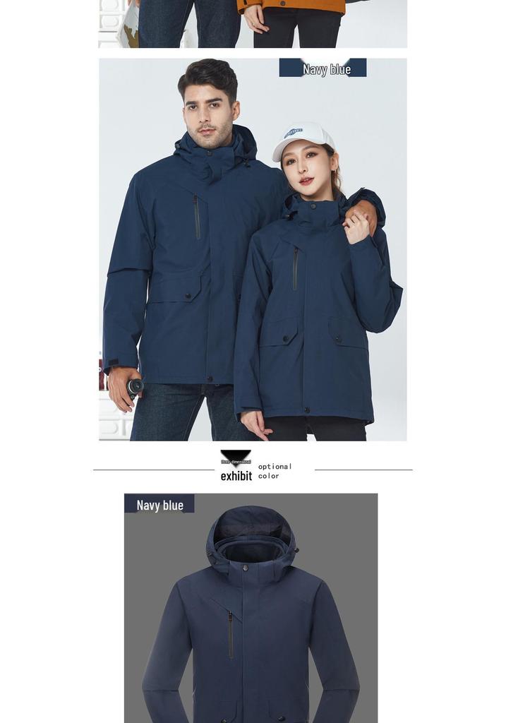 Autumn/Winter Outdoor Windproof Jacket & Workwear Two-Piece Cold-Proof 3-in-1 Mountaineering Suit for Men & Women
