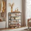 VASAGLE Shoe Rack 5 Tier, Shoe Storage Organiser Narrow, with 4 Fabric Shelves and Top for Bags, Steel Frame, for Entryway, Closet, Industrial