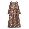 Printed Loose Thin Long Dress Large Size Long-sleeved Middle-aged and Elderly Dresses