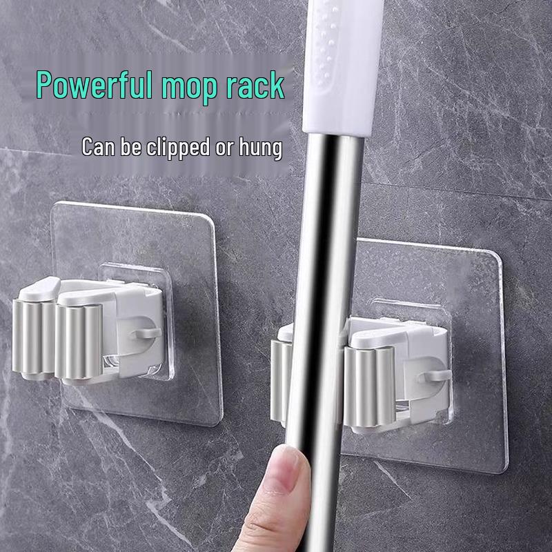 Mop Clip Wall-Mounted Hook: Punch-Free Storage Rack for Bathroom & Toilet