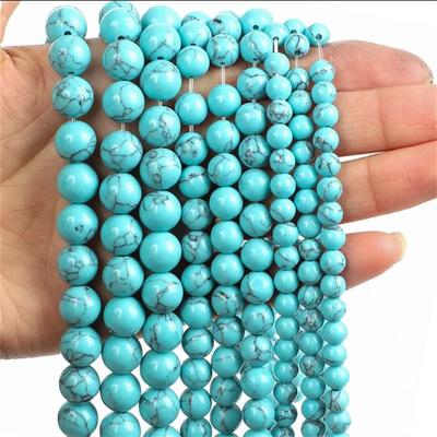 Natural Stone Beads Blue Howlite Beads For Jewelry Making DIY Bracelet 4 6 8 10mm