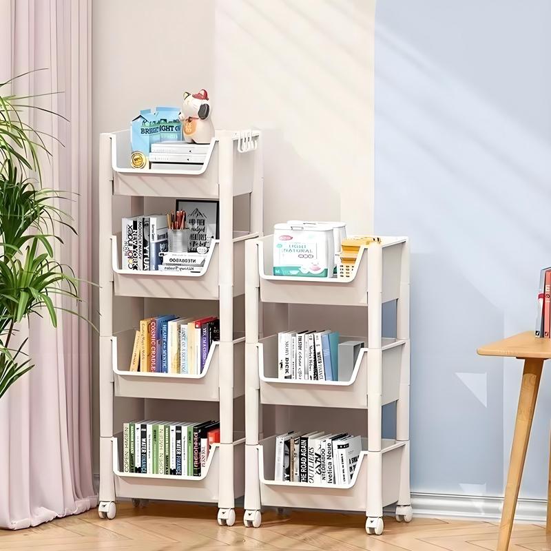 Kitchen Organizer Storage Rack Mobile Snack Toy Trolley Desk Side Book Shelf Rack Wheels