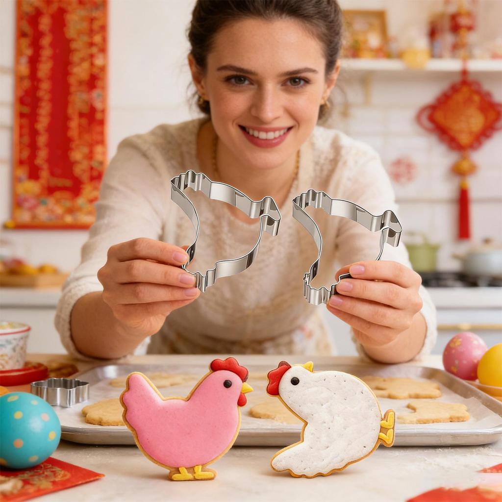 Cute Cookie Cutter 4 Pieces Baking Mold Tool Chick Baking Cutter Molds For Kitchen Pastry Fondant Cutting Holiday Spring