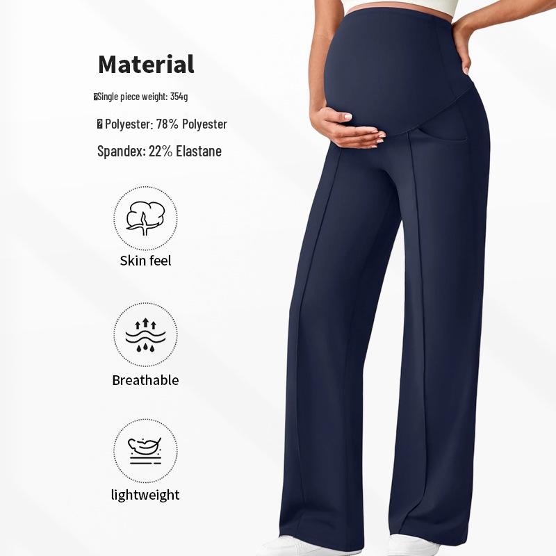 European Maternity Wide-Leg Pants: High Waist, Breathable, Belly Support, Comfortable Fit for Autumn & Winter.