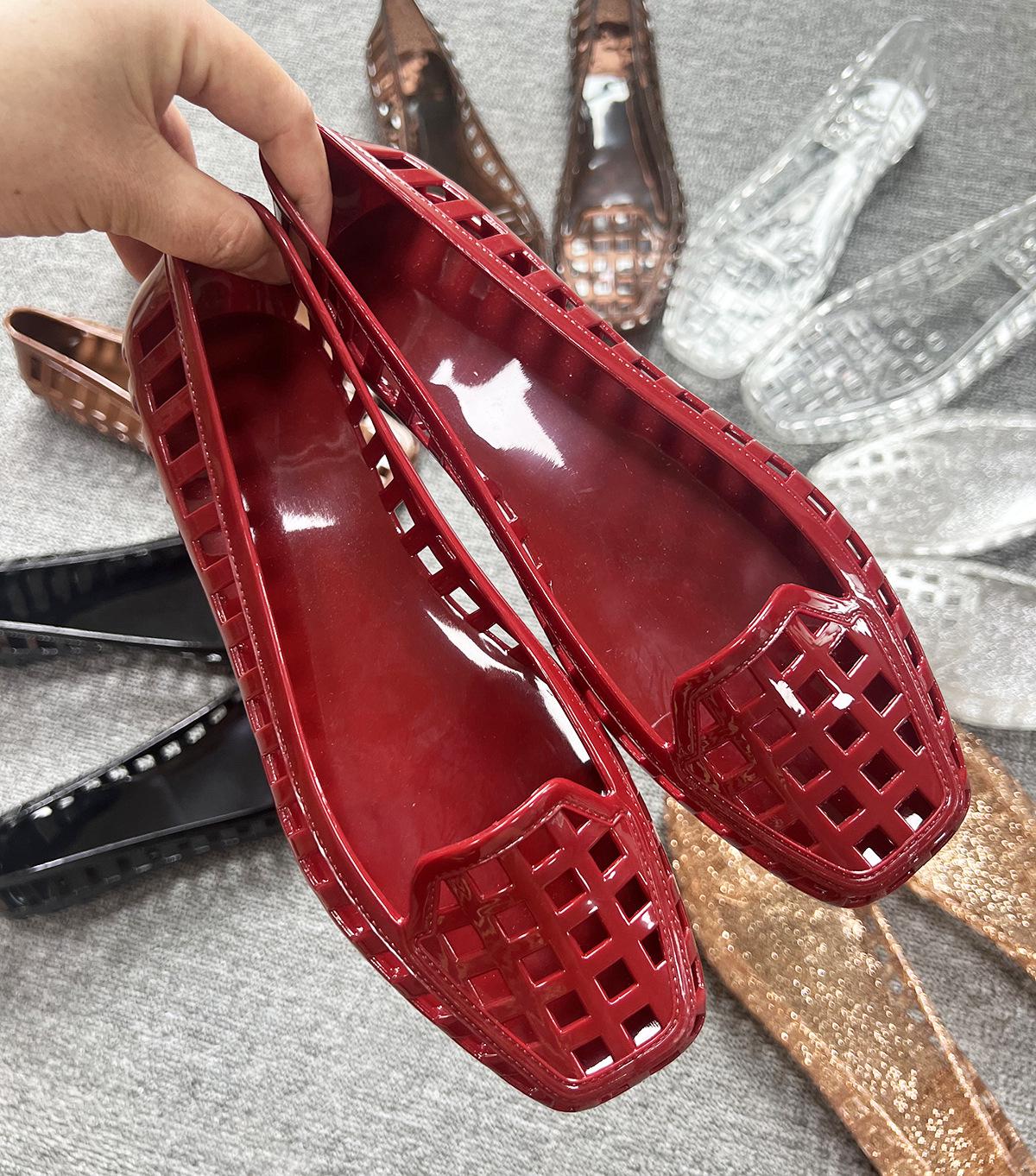 Женские прозрачные сандалии-слипоны с квадратным носком Size 36 красный 1230₽