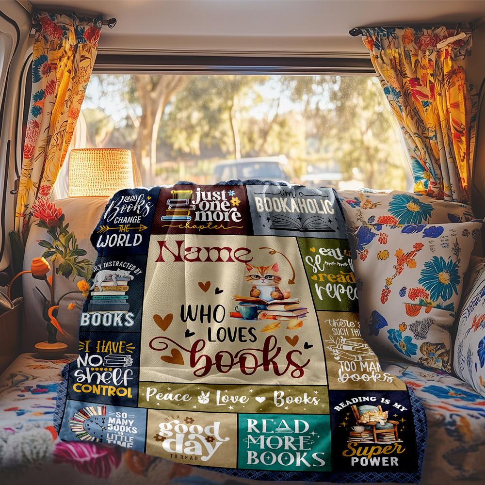 Book Lover Customize Your Name Rv Blanket Soft Cozy Lightweight For Travel Camping Picnic Sofa Rv Bed Living Room Gift For Friends Familyt16