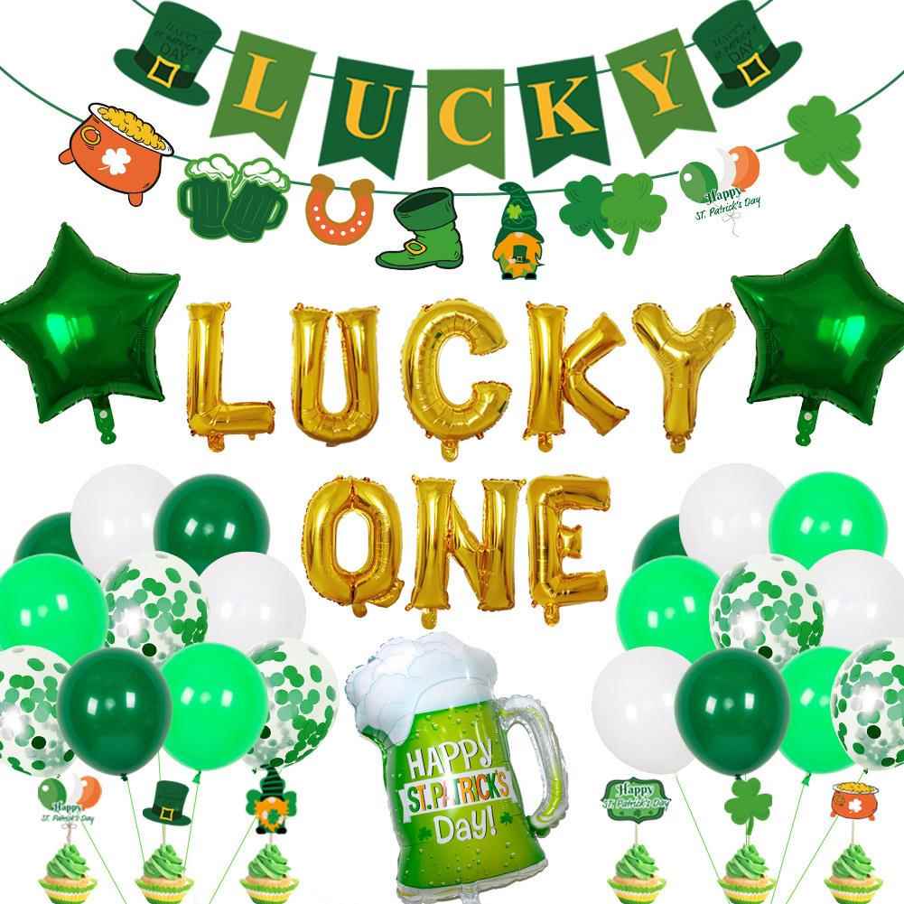 St Patrick s Day Decorative Balloons Aluminum Foil Balloons Festival Celebration Supplies round Shape Small Packaged