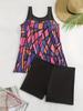 European & American Plus Size Women's Split Bikini Tankini Swimsuit