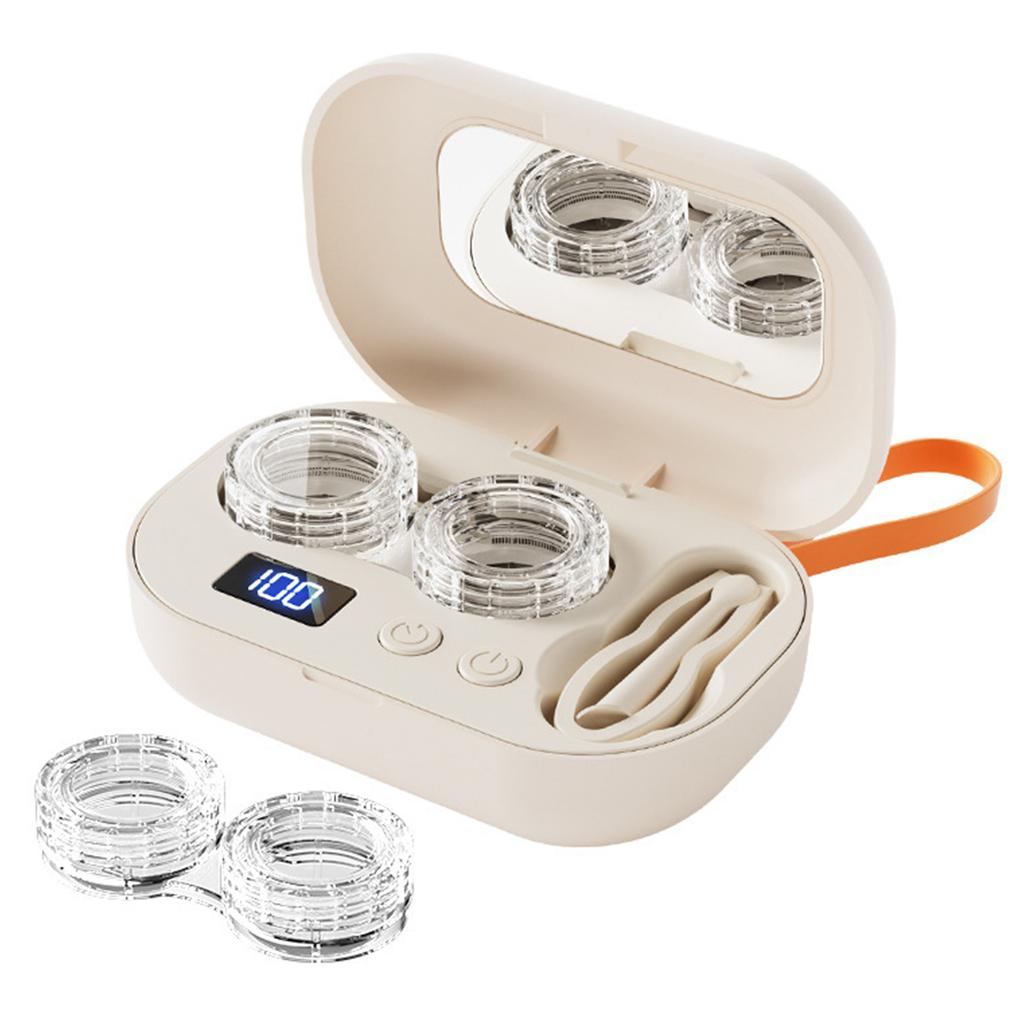 Ultrasonic Contact Lens Cleaner Rechargeable Portable Travel Contact Lens Case Kit for Gym Sports Running Fitness Outdoor Travel