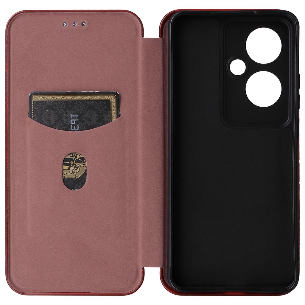 For Oppo Reno11 F 5G Phone Case Magnetic Carbon Fiber Texture Leather Flip Cover Full Protection