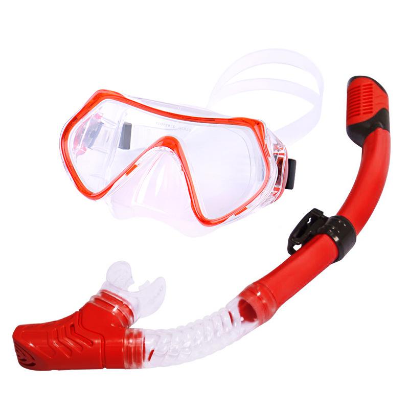 Adult Large-frame Diving Goggles Snorkel Snorkeling Set High-definition Tempered Glass Liquid Silicone Mask Glasses Equipment