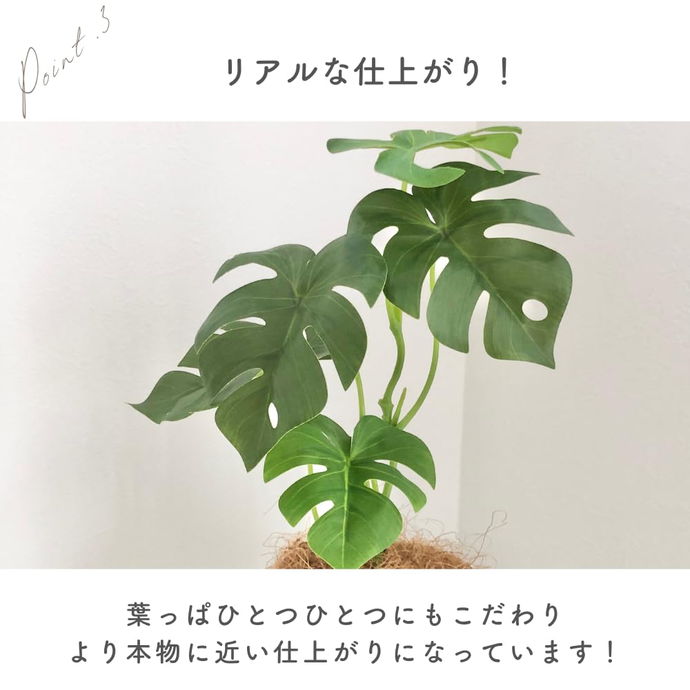 Rilmy Fake Green Tabletop Plants Monstera Artificial Flowers Artificial Plants Interior Stylish Interior Green Mini Fake 36cm Height with Pot Cover