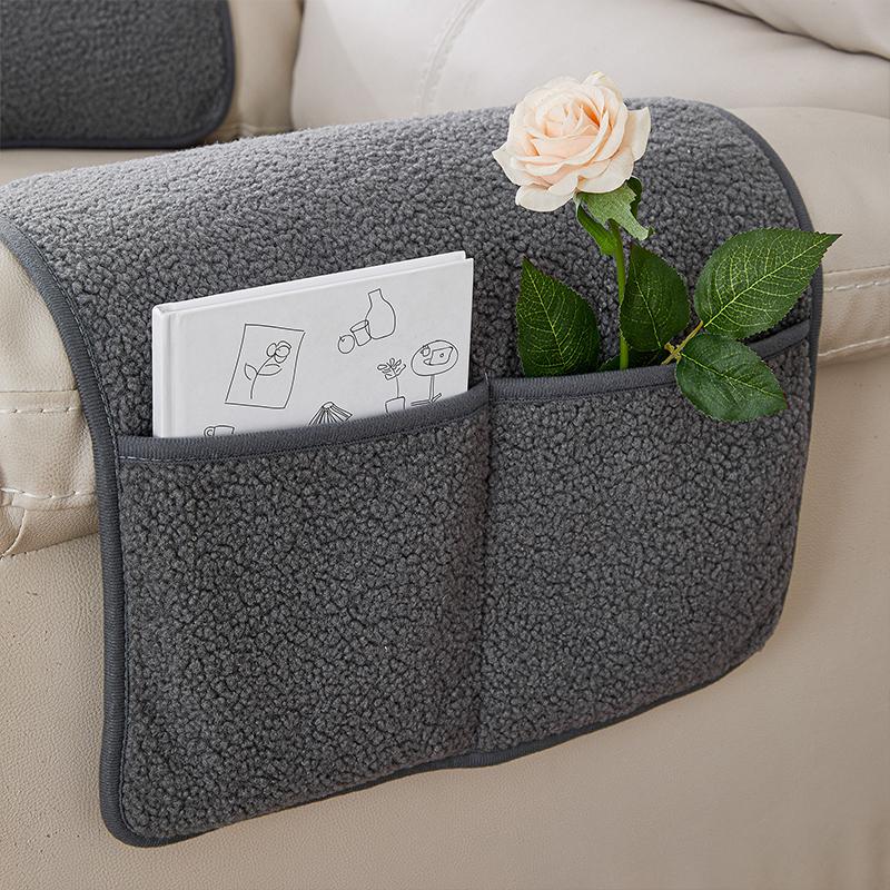 3Pcs Stretchy Fleece Furniture Sofa Armrest Cover With Pockets Sofa Headrest Towel Velvet Non Slip Couch Chair Arm Protector
