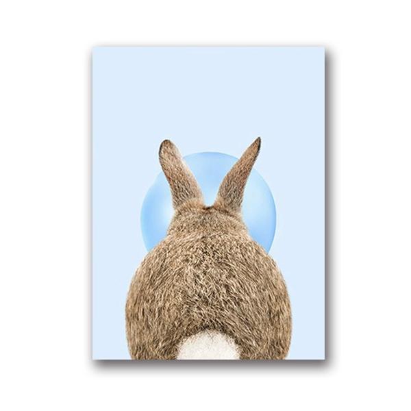 Rabbit Bubble Gum Art Poster Prints Blue Pink Nursery Wall Art Canvas Paintings Wall Picture Baby Animals Bunny Nursery Decor