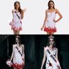 Halloween Ghost Bride Costume With Shoulder Straps And Handheld Bouquet For Cosplay And Party Events