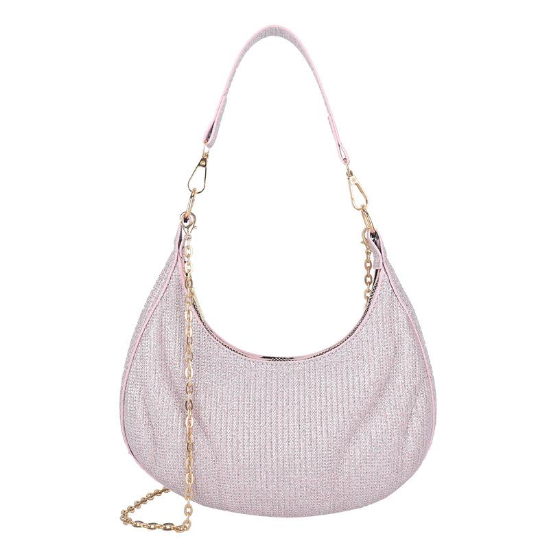 

Simple foreign style handbag 2024 summer new bag women s casual Korean version shoulder bag retro fashion crescent bag рожевий