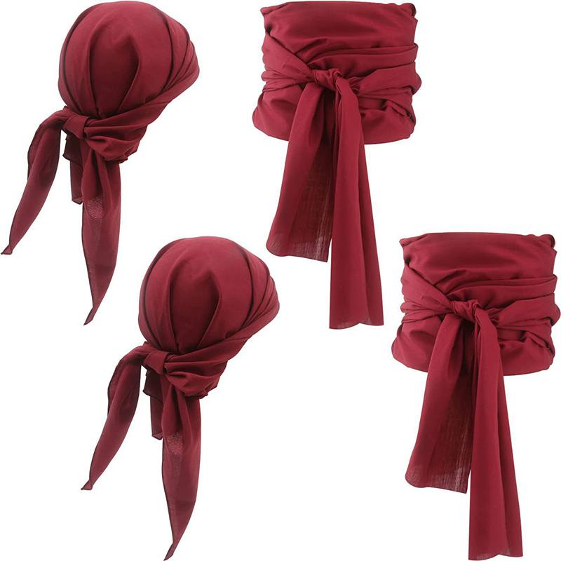 Halloween Pirate Costume Medieval Renaissance Linen Pirate Headscarf Belt Accessories