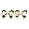 Classy Party Jewelry 1 Pair Sparkly Rhinestone Bow Knot Stud Earrings for Women, Faux Pearl Romantic Date Night Accessories Ribbon Earrings, Statement