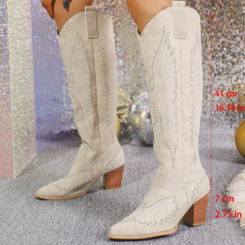 Winter Pointed Toe High Tube Block Heels Large Size Knight Boots 2024 Fashion Shoes for Women Sleeve Women Boots Botas De Mujer