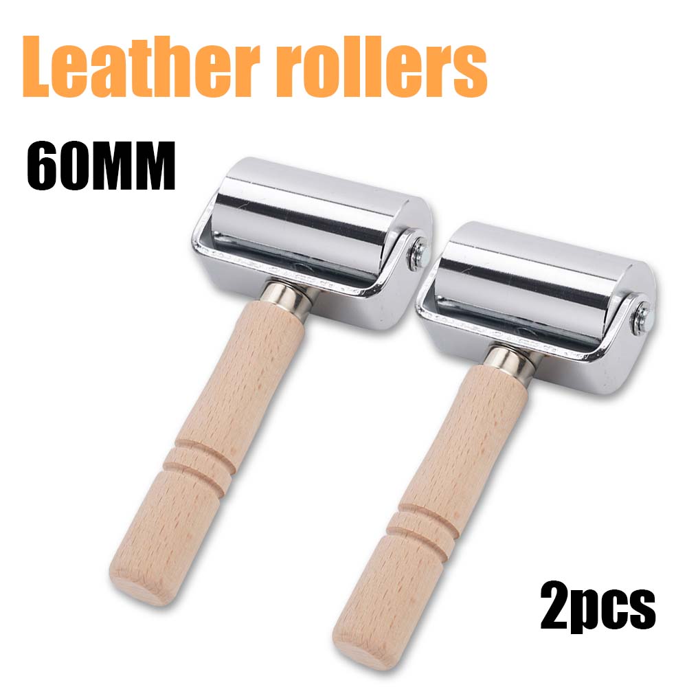 

2PCS Leather Roller Push Wheel Manual Leather Pressing Tool For Leather Processing Leather Goods Making Leather Repair DIY Craft