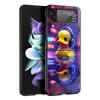 Cartoon Duck Hard PC Phone Case For Samsung Galaxy Z Flip 7 6 5 4 Black Cover For Galaxy Z Flip 3 Foldable Shell Fundas Capa Bag