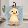Yellow Duckling Flannel Throw Blanket: Watercolor Baby Duck Design (300 GSM)