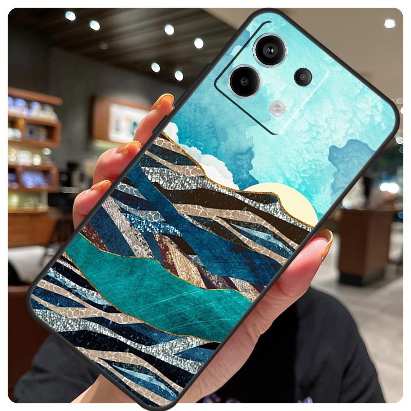 Gold Landscape Painting Case For Xiaomi Redmi Note 14 10 13 12 11 15 Pro Plus Cover For Redmi 15 15C 12C 13C 14C 10C