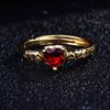 2025 New Hot Selling Women  Red Love Heart Ring Yellow Gold Plated Copper Ins Open Adjustable Rings