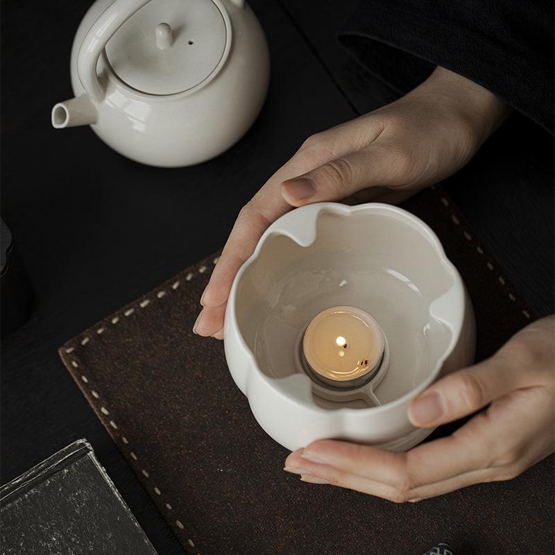 Herb & Wood Ash Ceramic Tea Stove | Candle Heated Gongfu Tea Brewing Base