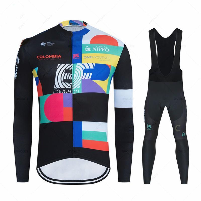 Mens Long Sleeve Cycling Jersey Set Team Edition Mountain Road Bikes Outdoor Riding Gear